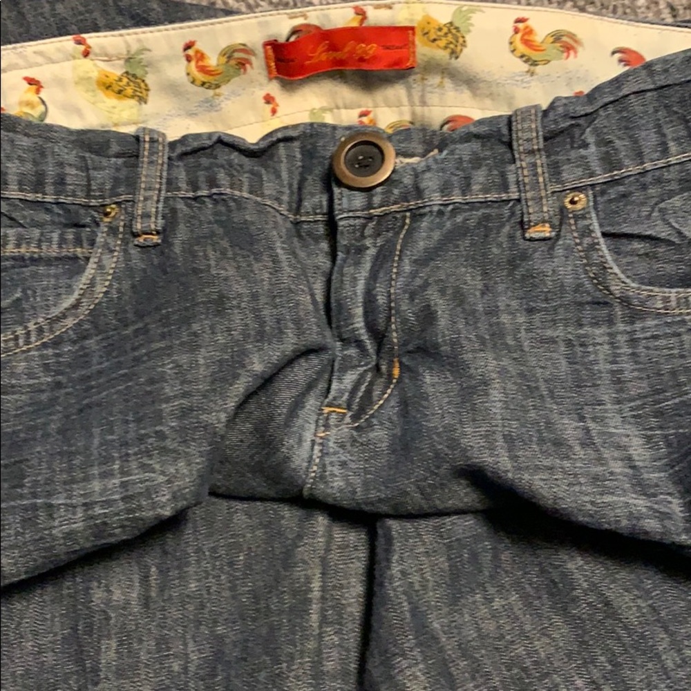 Level 99 flared bell bottom denim capris.